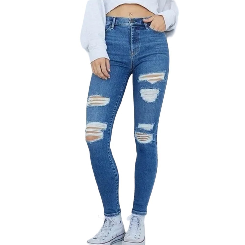 Pacsun High Rise Distressed Medium‎ Wash Jegging Jean Size 23